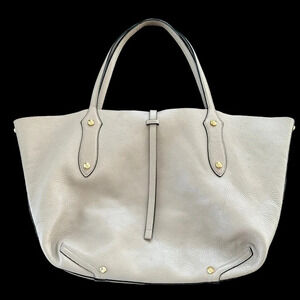 Annabel Ingall Taupe Pebbled Leather Tote Bag Handbag Purse Travel Laptop
